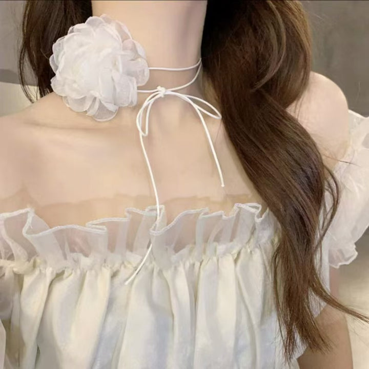 2-in-1 Ivory Rose Hair Tie/Choker