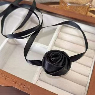 2-in-1 Noir Rosette Hair Tie/Choker