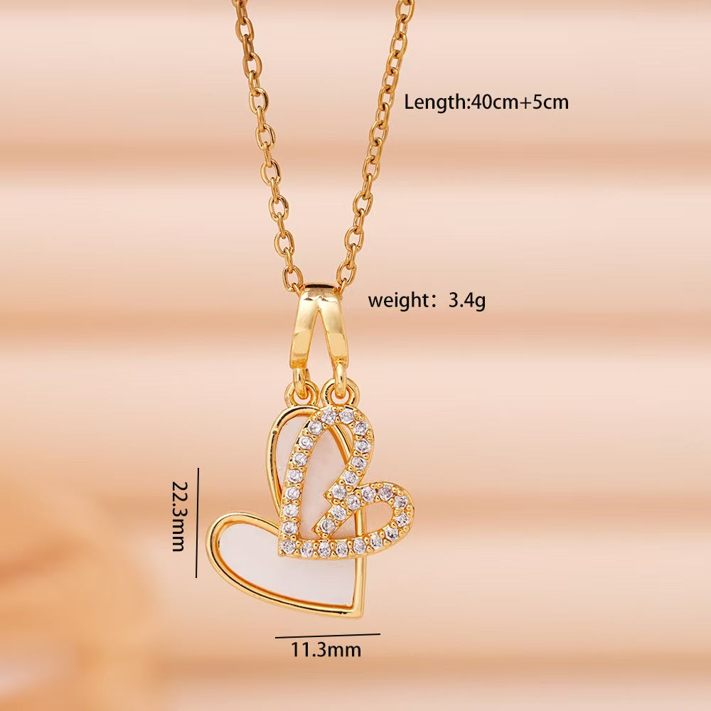 LoveBond Double Heart Golden Necklace