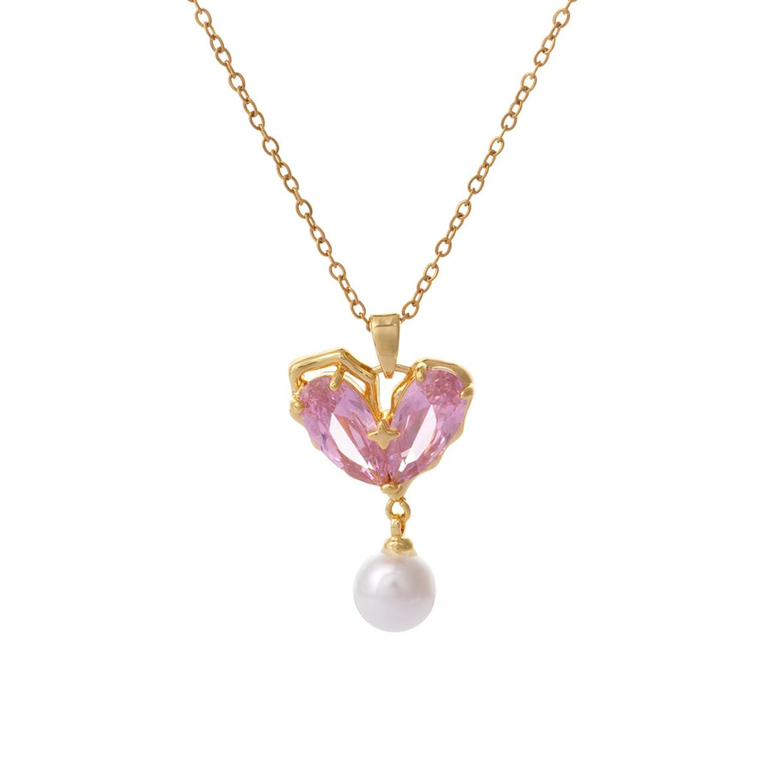 Heart of Pearl Necklace-Pink