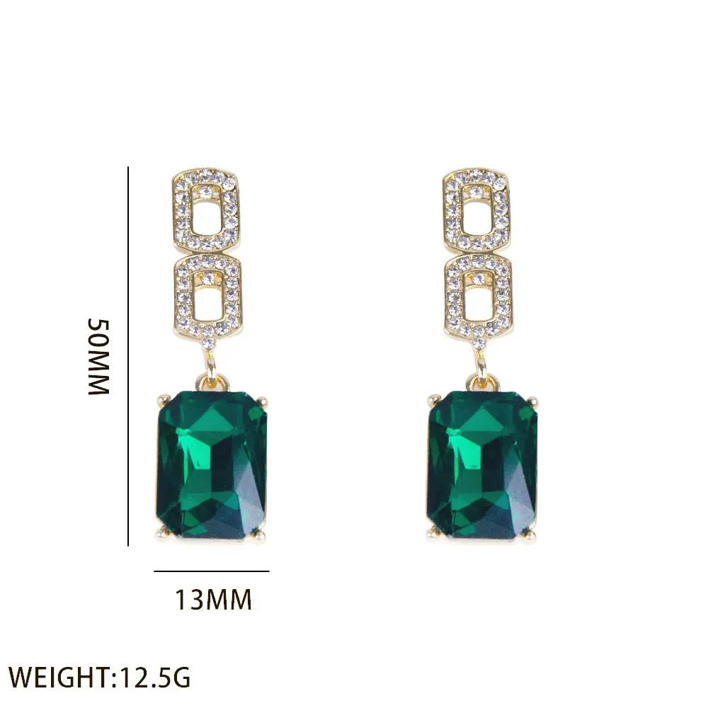 Emerald Gemstone Tassel Drop Earrings