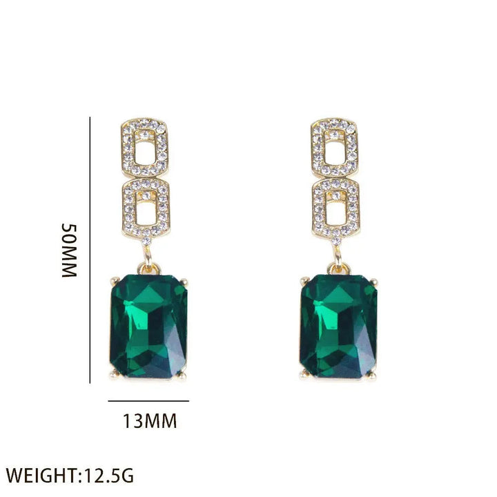 Emerald Gemstone Tassel Drop Earrings