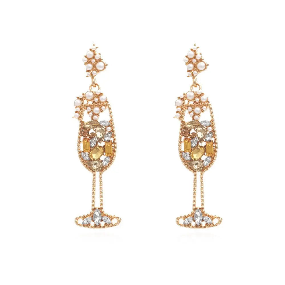 Pearl Wineglass Long Earrings - Salty Accessories
