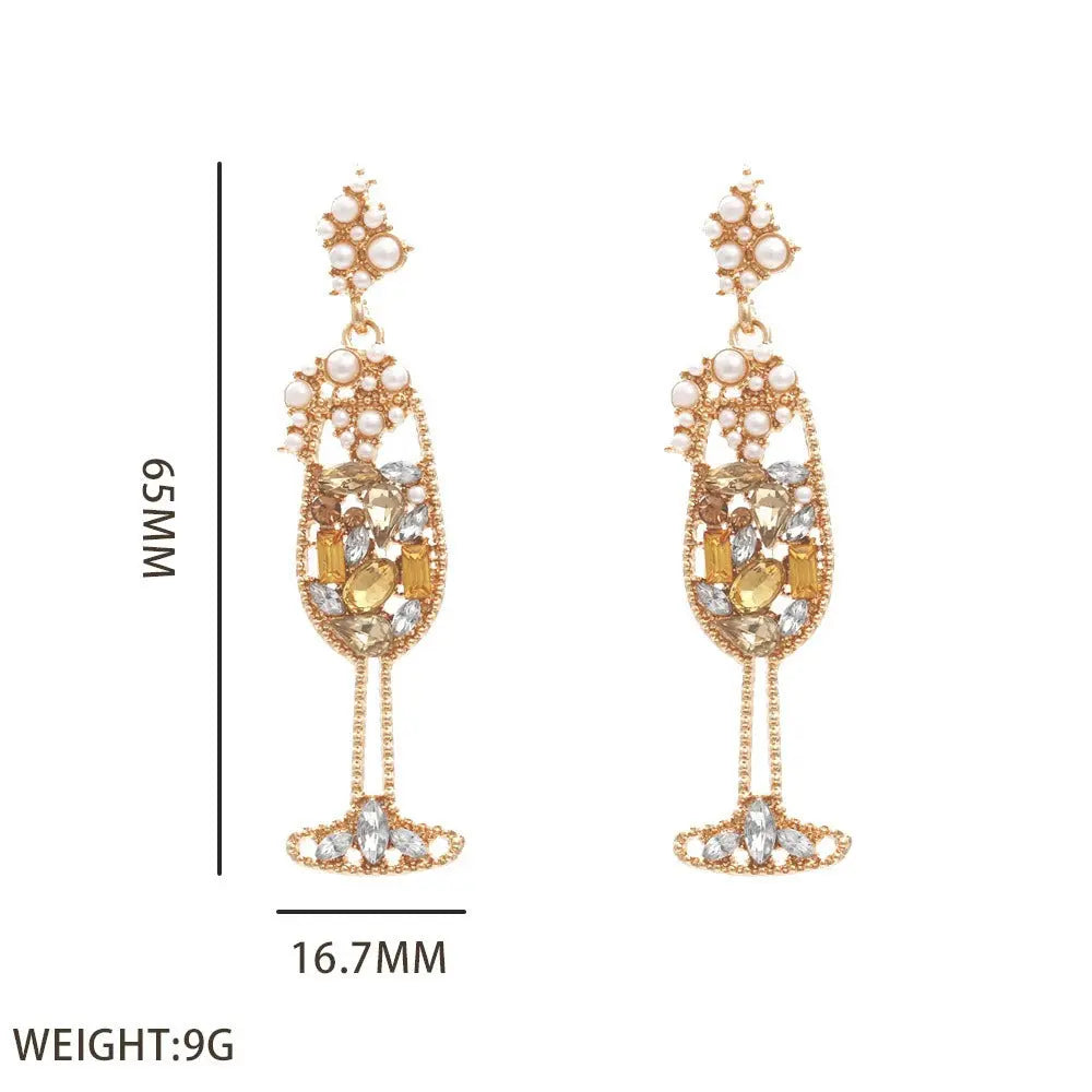 Pearl Wineglass Long Earrings - Salty Accessories