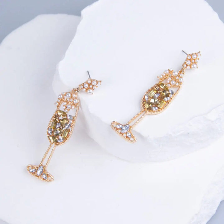 Pearl Wineglass Long Earrings - Salty Accessories