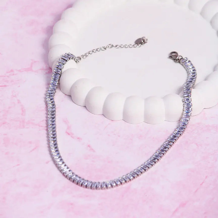 White Diamond Tennis Necklace - Salty Accessories