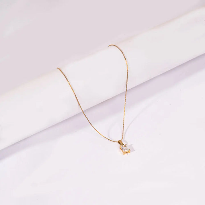 White Square locket With Golden Chain Necklace | Salty