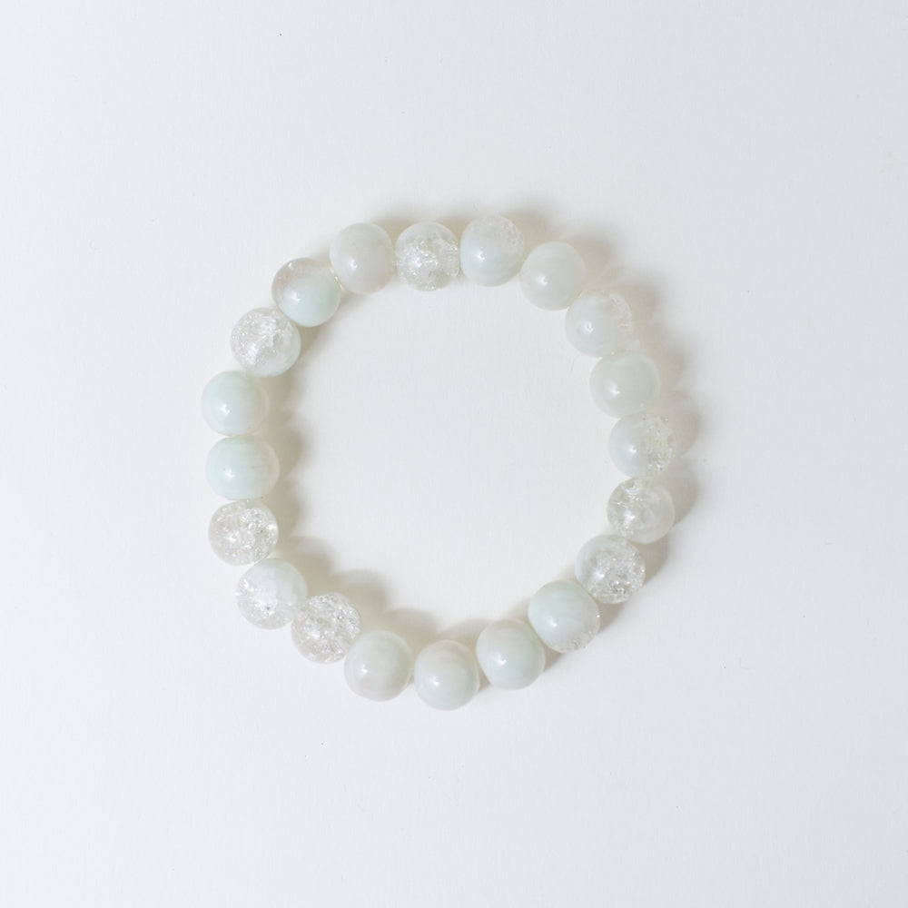 White Moonstone Beaded Bracelet Salty