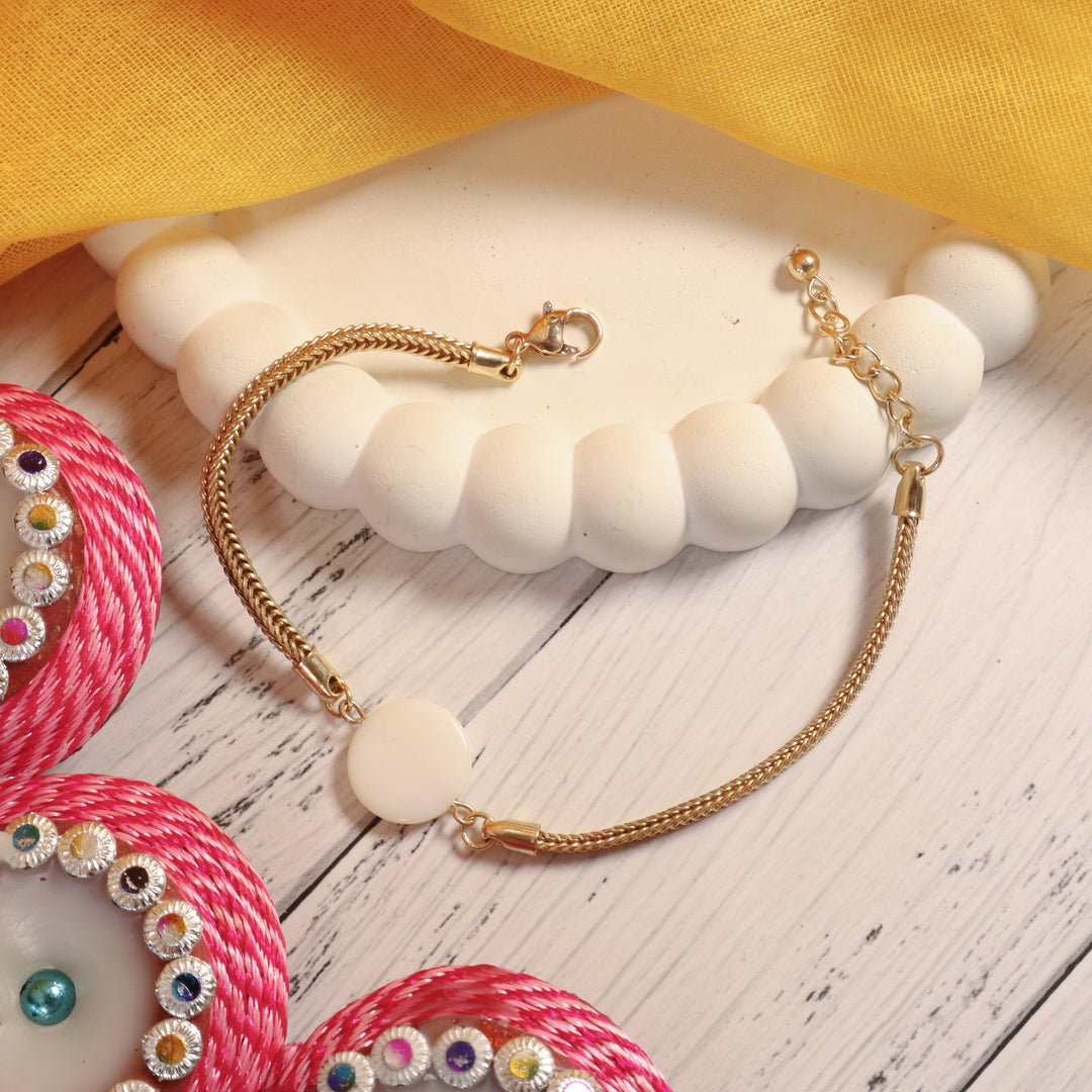 White Traditional Rakhi For Bhai