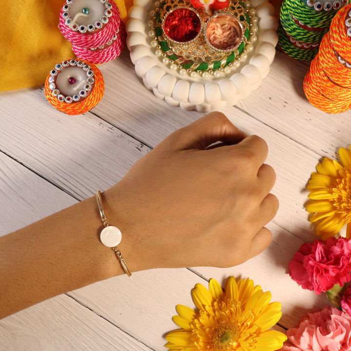 White Traditional Rakhi For Bhai