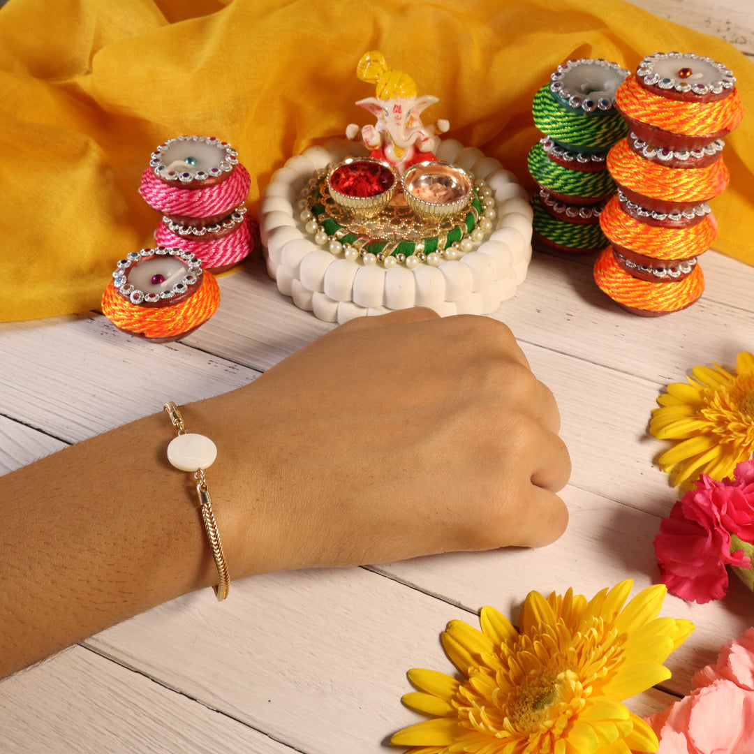 White Traditional Rakhi For Bhai
