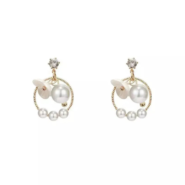 Wreath Hoop Flower Pearl Earrings