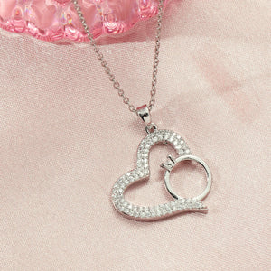 Graceful Heart with Ring Necklace - Silver - Salty Accessories