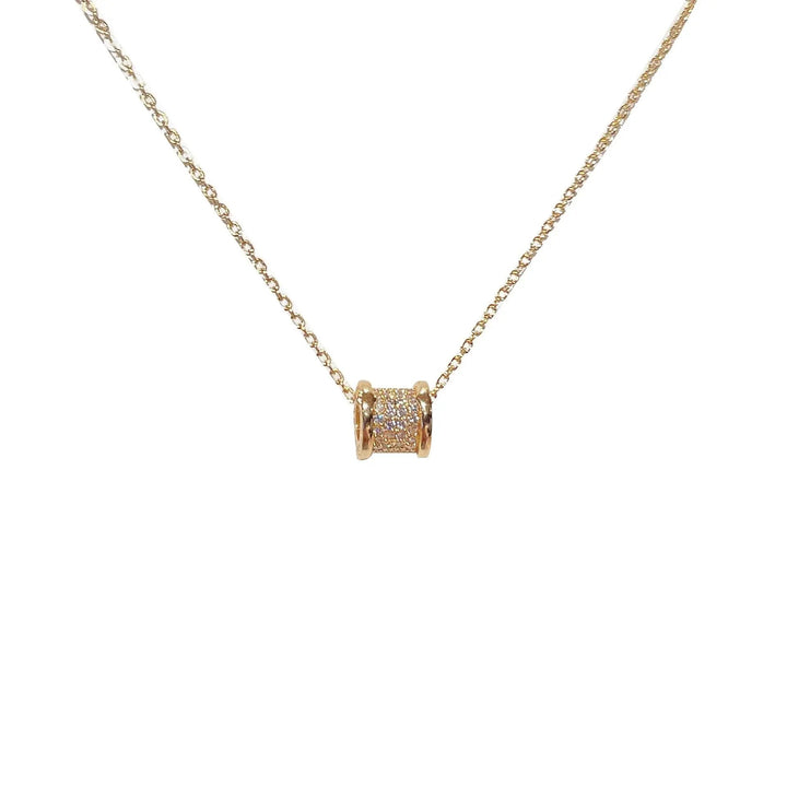 Zircon Inlaid Wheeley Necklace - Gold - Salty Accessories