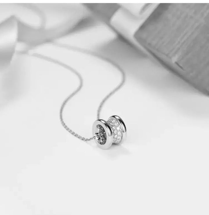 Zircon Inlaid Wheeley Necklace - Silver - Salty Accessories