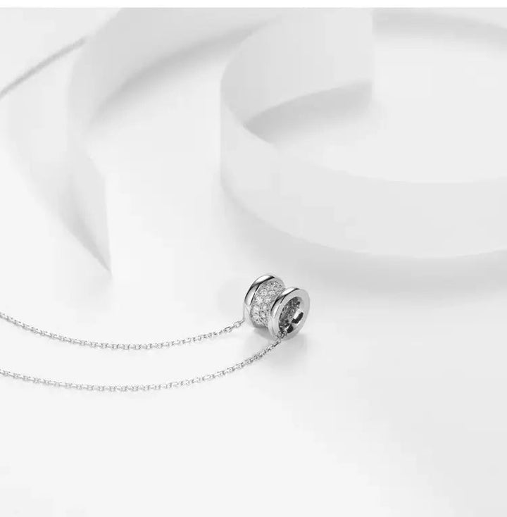 Zircon Inlaid Wheeley Necklace - Silver - Salty Accessories