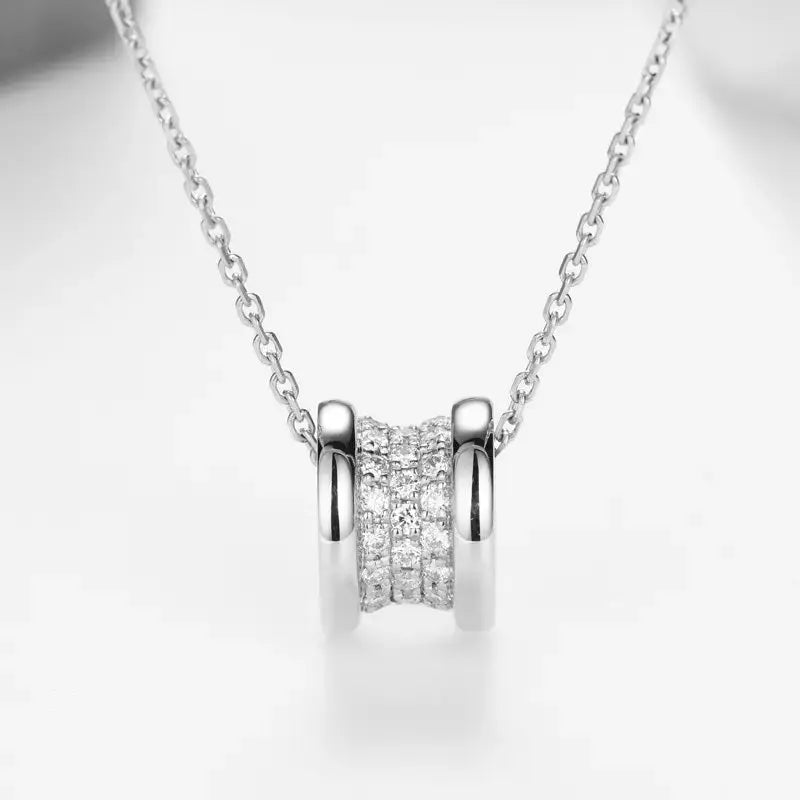 Zircon Inlaid Wheeley Necklace - Silver - Salty Accessories