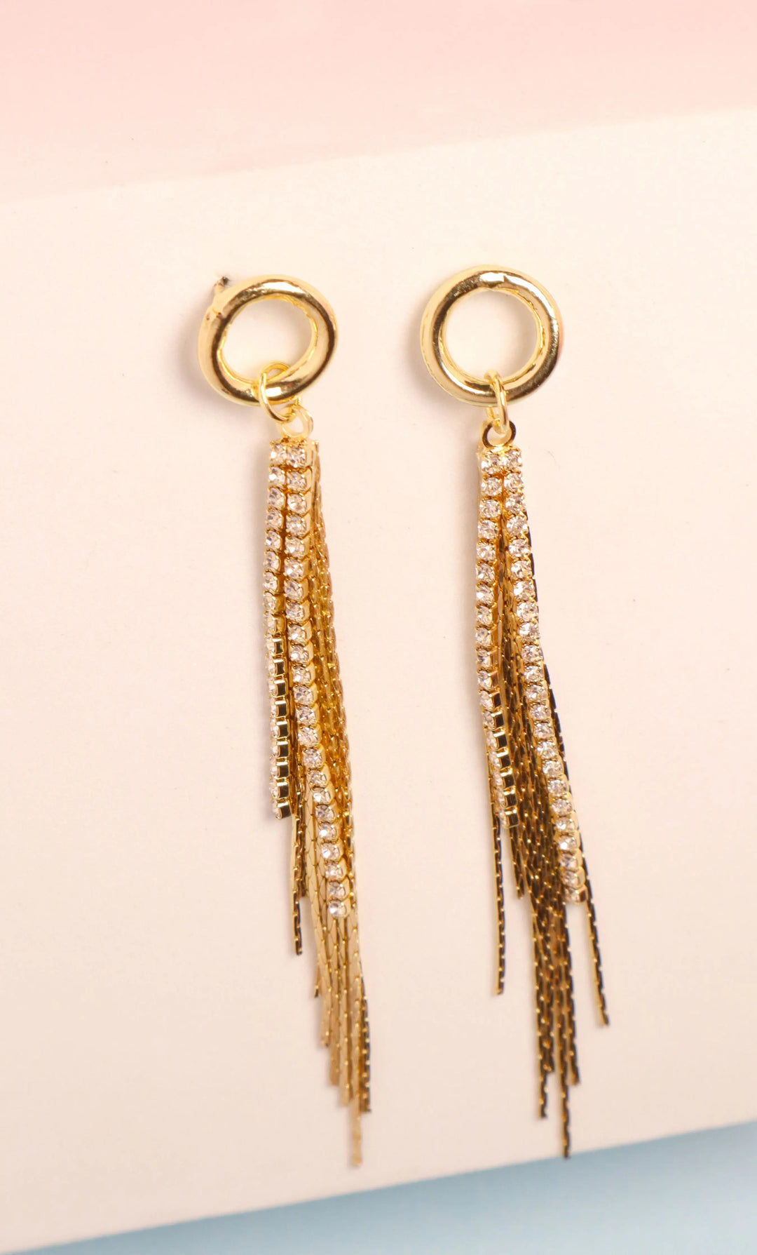 Zirconia Line Tassel Earrings - Salty Accessories
