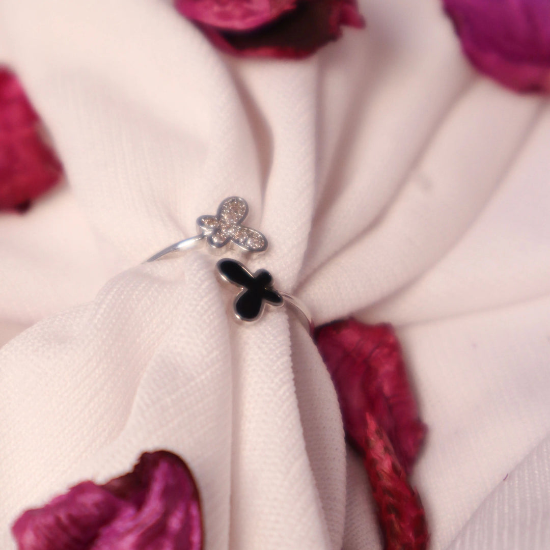 Zirconia Twin Fly Ring - Silver - Salty Accessories
