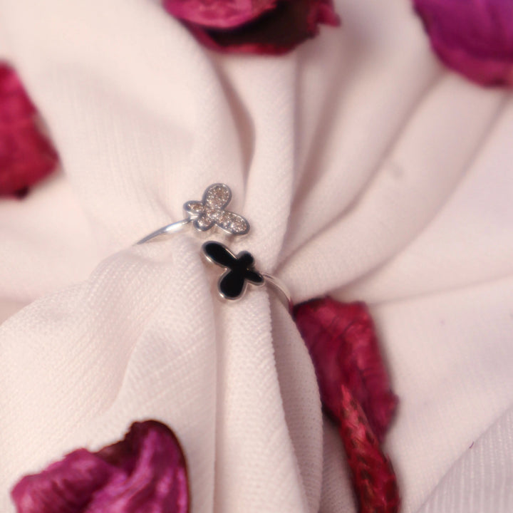 Zirconia Twin Fly Ring - Silver - Salty Accessories