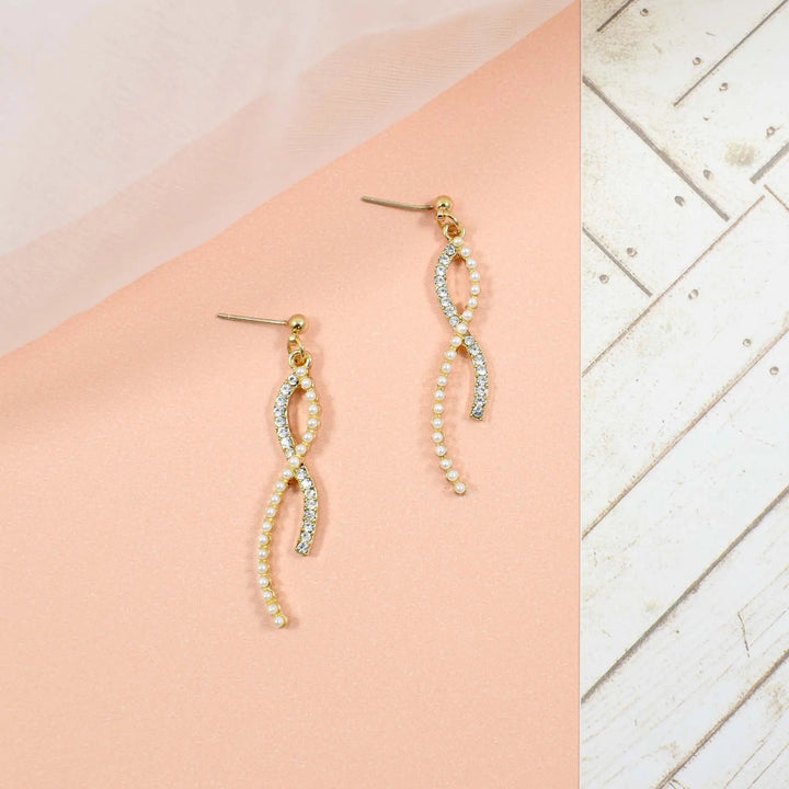 Zirconia and pearl DNA drop gold earring - Salty Accessories