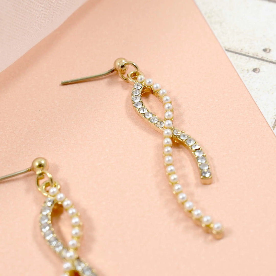 Zirconia and pearl DNA drop gold earring - Salty Accessories