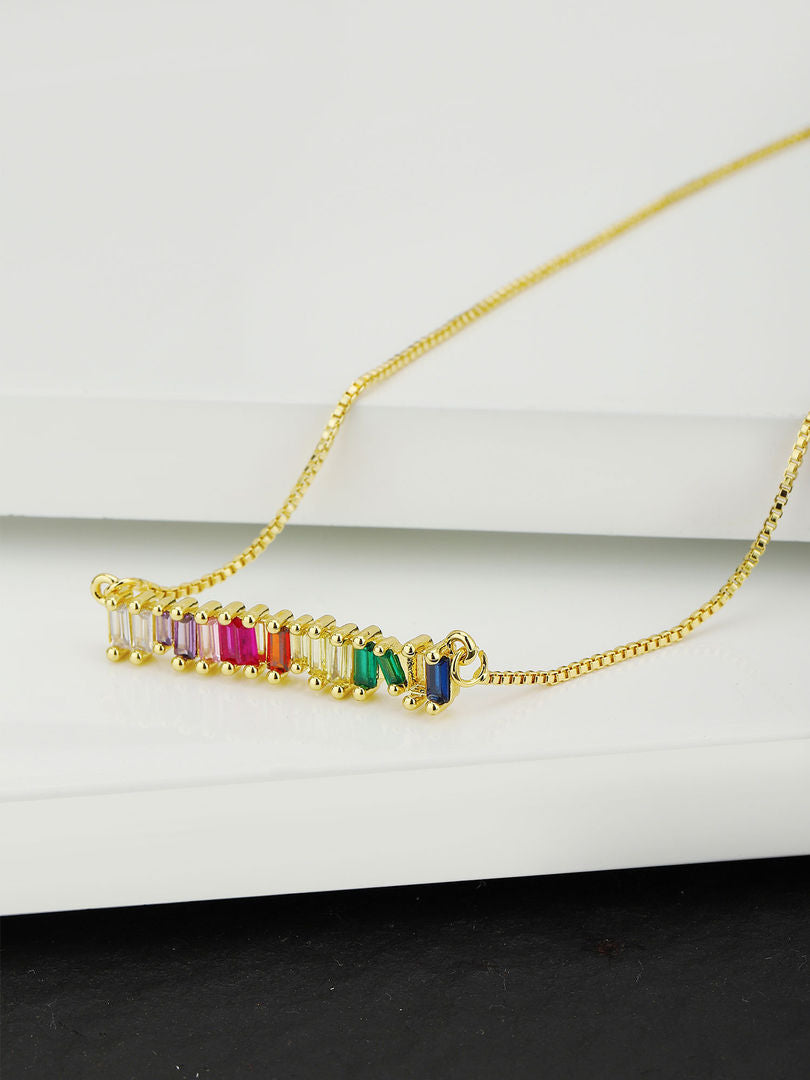 Prismatic GemCascade Necklace - Gold Salty