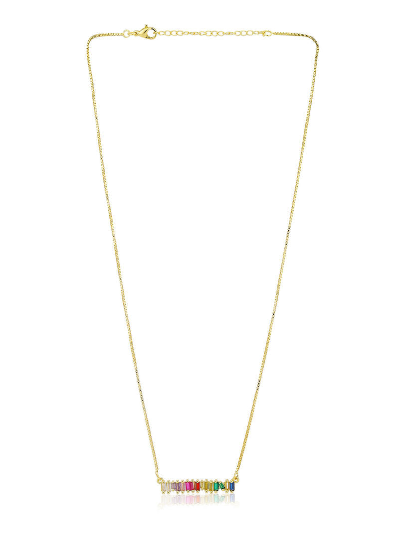 Prismatic GemCascade Necklace - Gold Salty