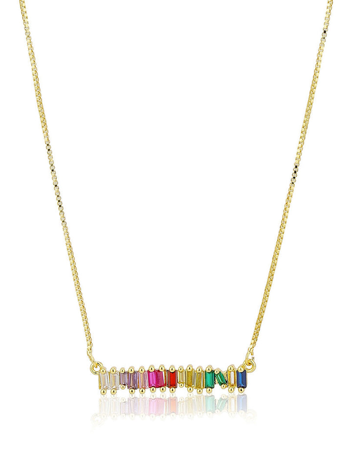 Prismatic GemCascade Necklace - Gold Salty