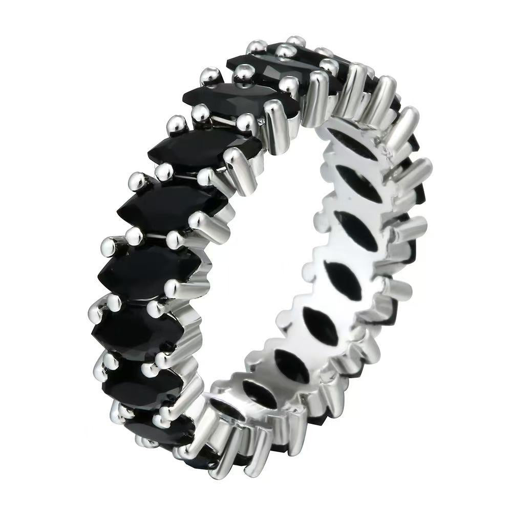 Raven leaf silver tennis ring