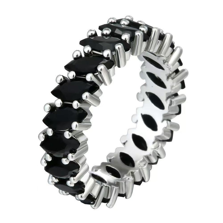 Raven leaf silver tennis ring