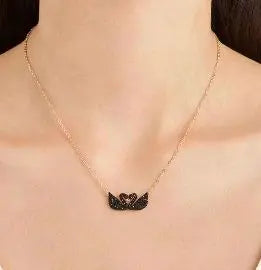 Double Swan Charm Necklace- Stainless Steel - Salty Accessories