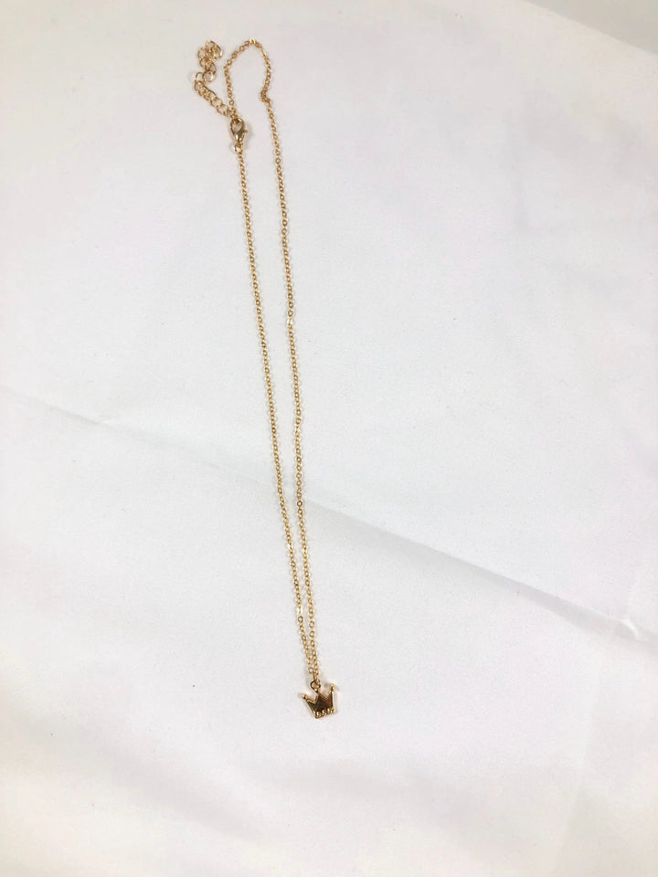 King's Crown Charm Necklace - Gold - Salty Accessories
