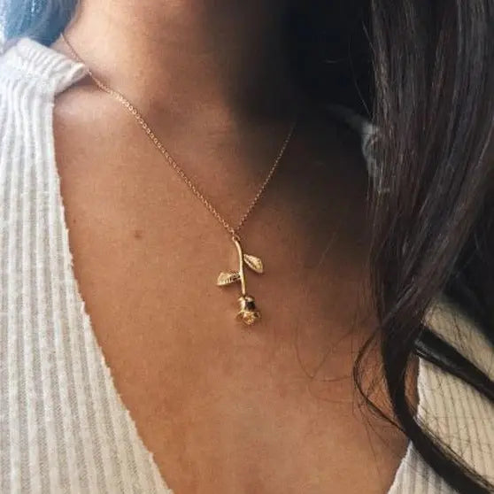 Inverted Gold Beast Rose Necklace - Salty Accessories
