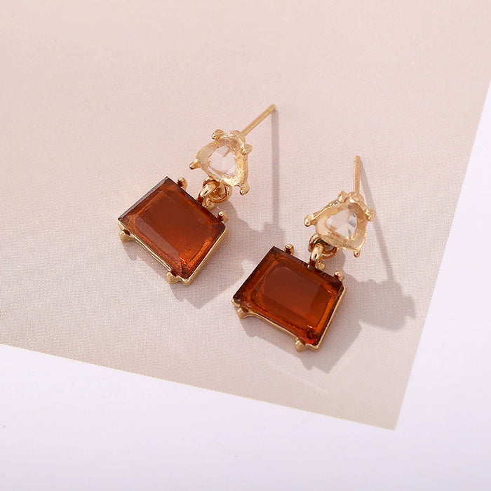 Afterglow Geometric Drop Earrings - Brown