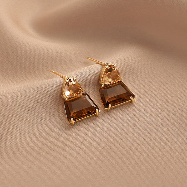 Afterglow Geometric Drop Earrings - Brown