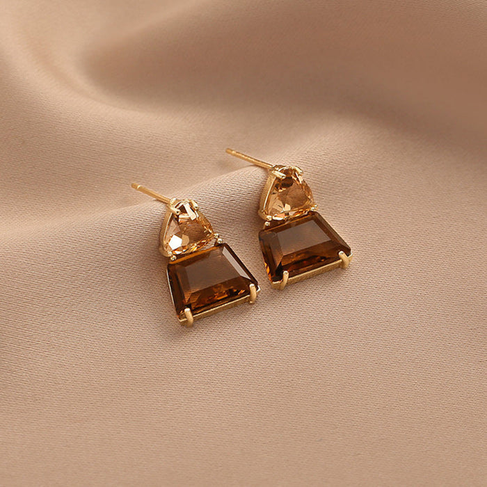Afterglow Geometric Drop Earrings - Brown