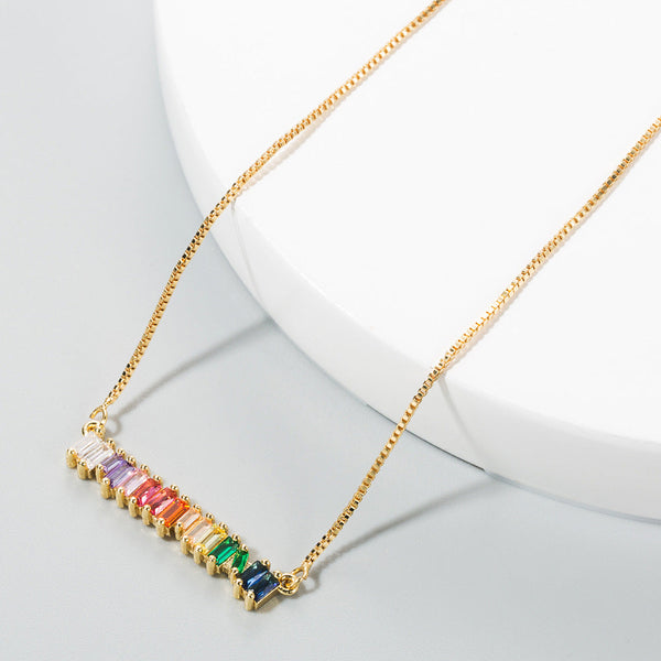 Prismatic GemCascade Necklace - Gold Salty