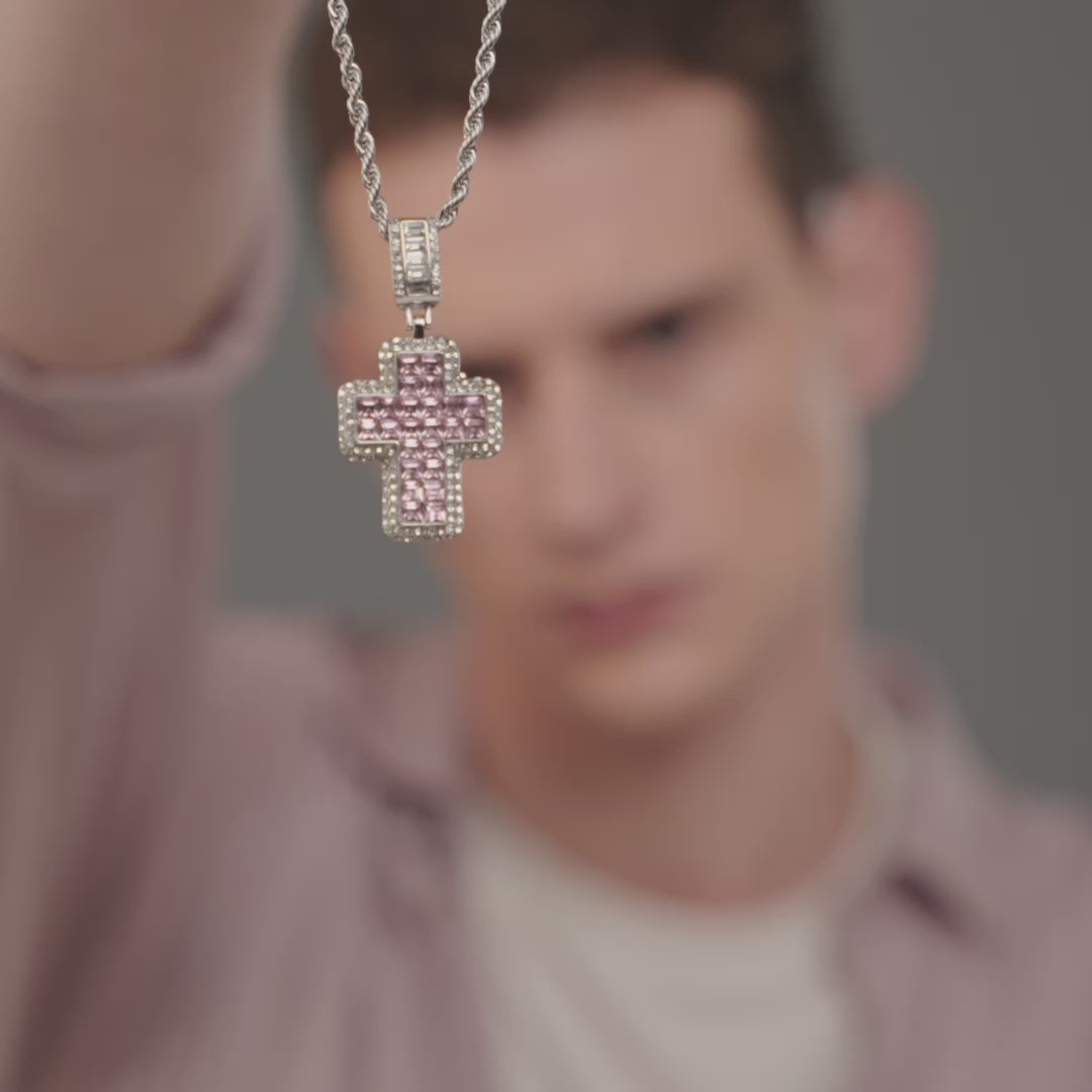 Aesthetic Pink Cross Pendant