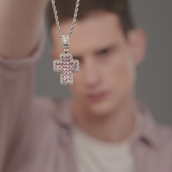 Aesthetic Pink Cross Pendant