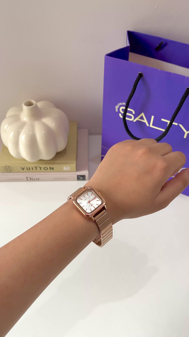 White Dial Rose Gold Analog Watch for Women
