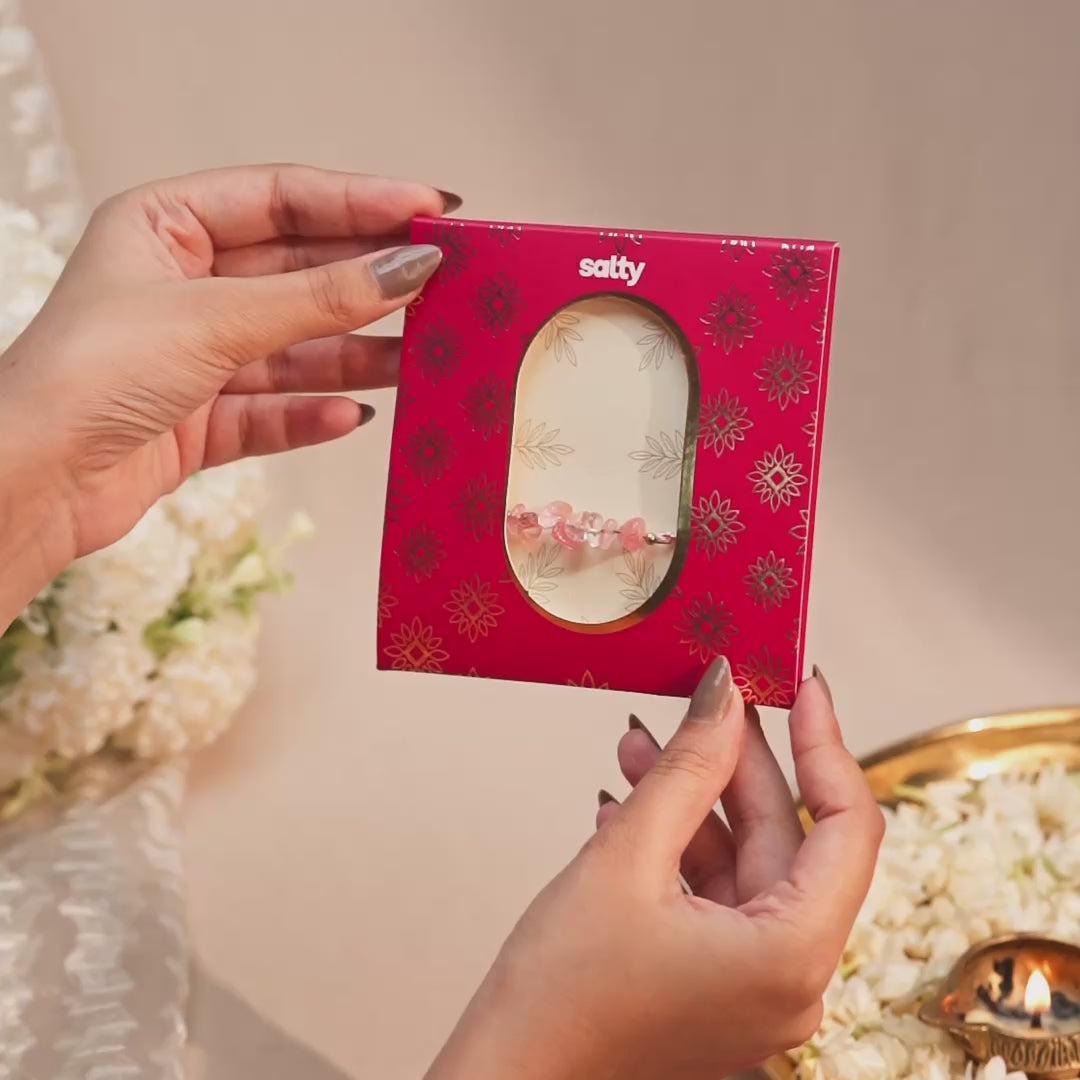 Prem Rose Quartz Rakhi for Bhaiya