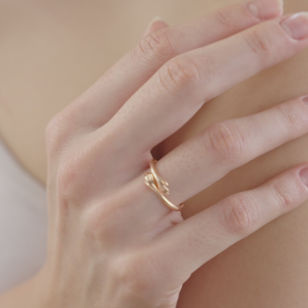 Rose Gold Hug Promise Ring - Adjustable - Anti Tarnish