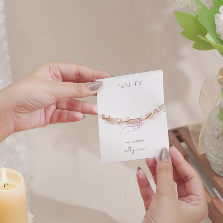 Tulip Crystal Vine Bracelet - Pink