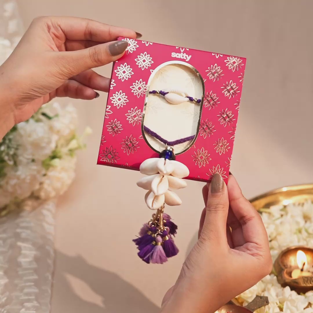 Shell Purple Rakhi Bandhan Lumba Rakhi For Bhaiya and Bhabhi
