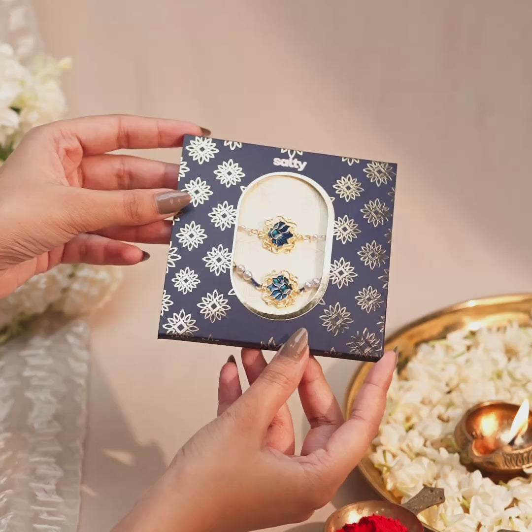 Sapphire Lotus Rakhi for Bhaiya and Bhabhi