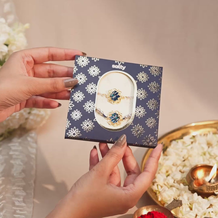 Sapphire Lotus Rakhi for Bhaiya and Bhabhi