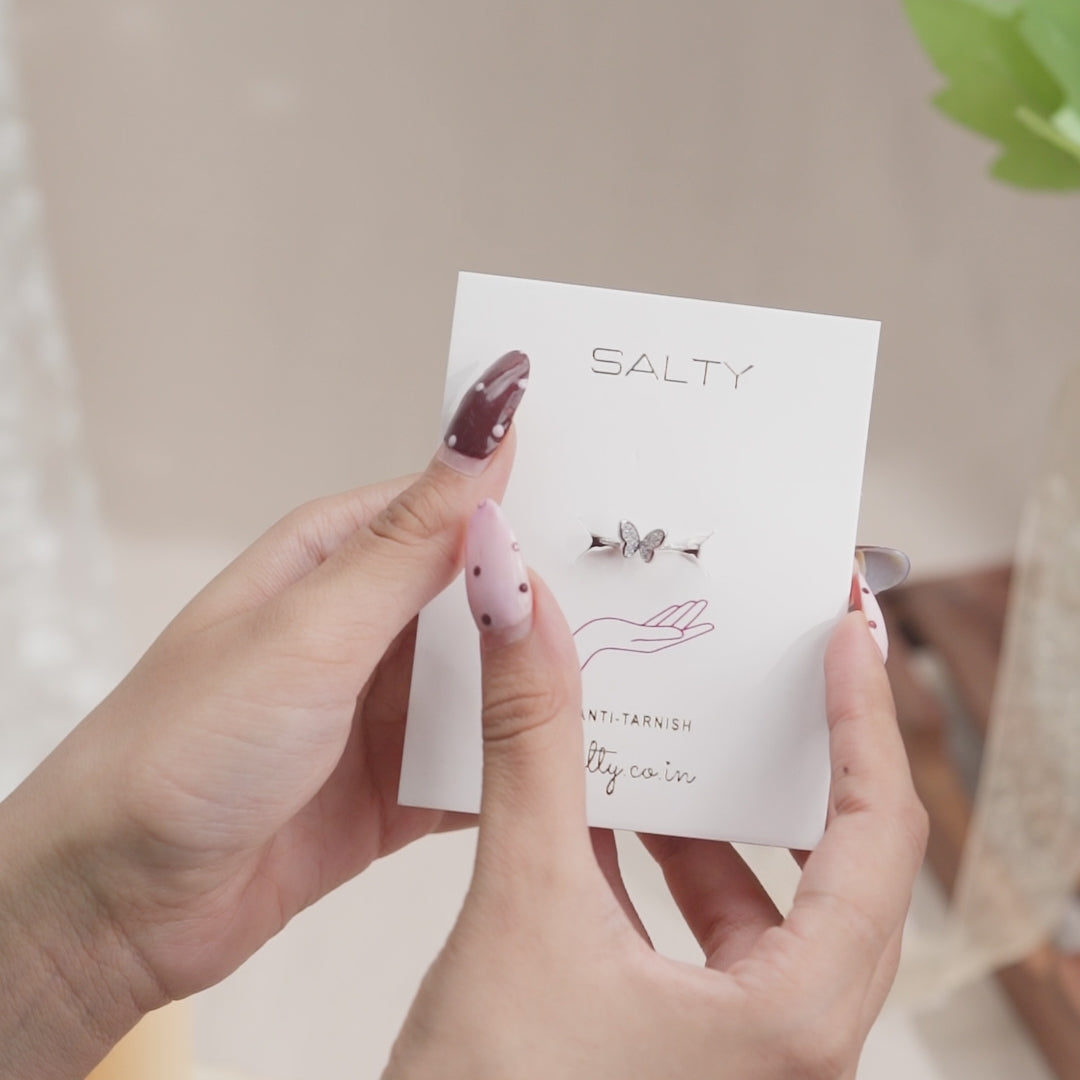 Hollis Studded Butterfly Silver Ring