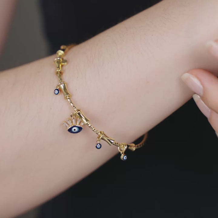 Chic Evil Eye Tassel Bangle