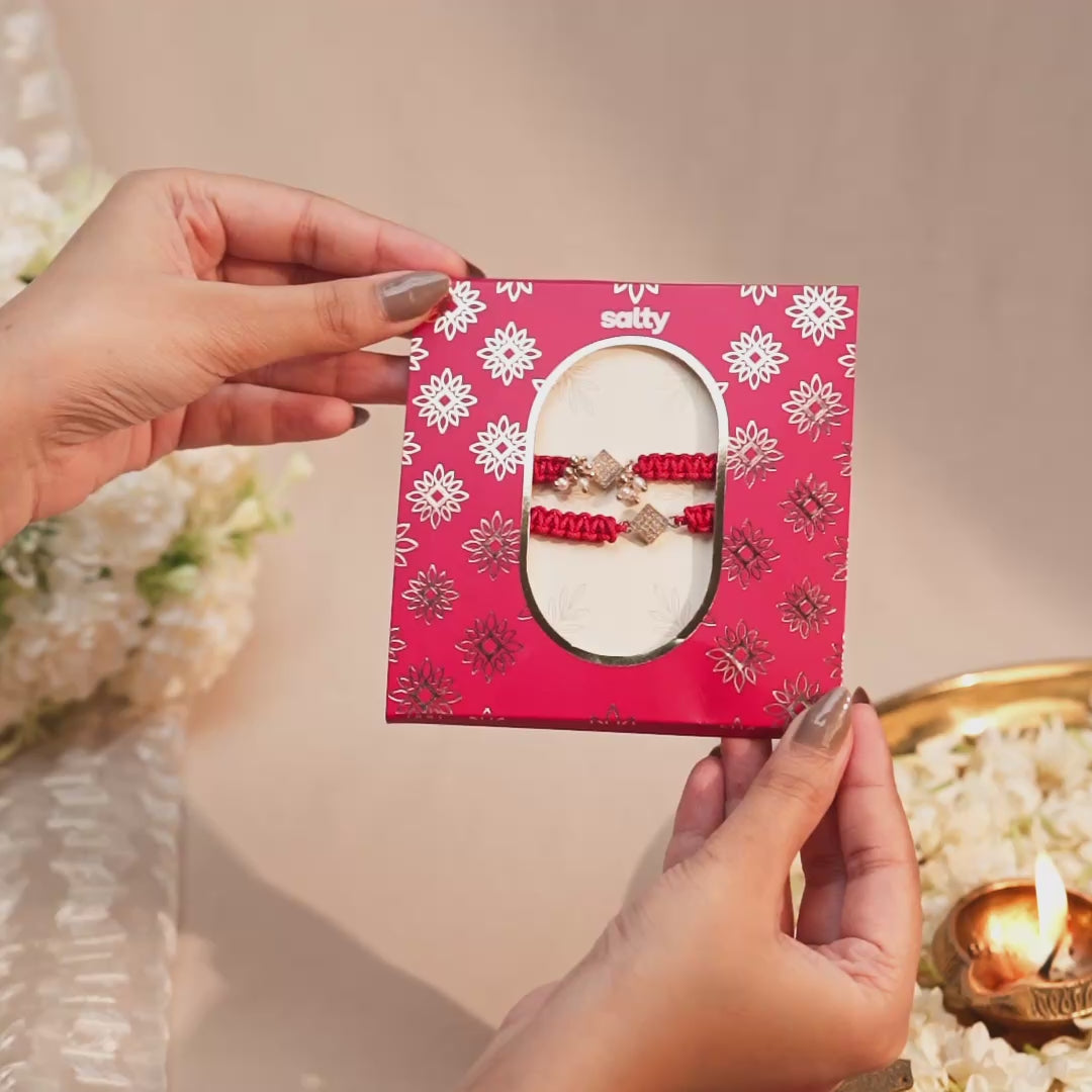 Shubh Bandhan Red &amp; White Rakhi for Bhaiya and Bhabhi